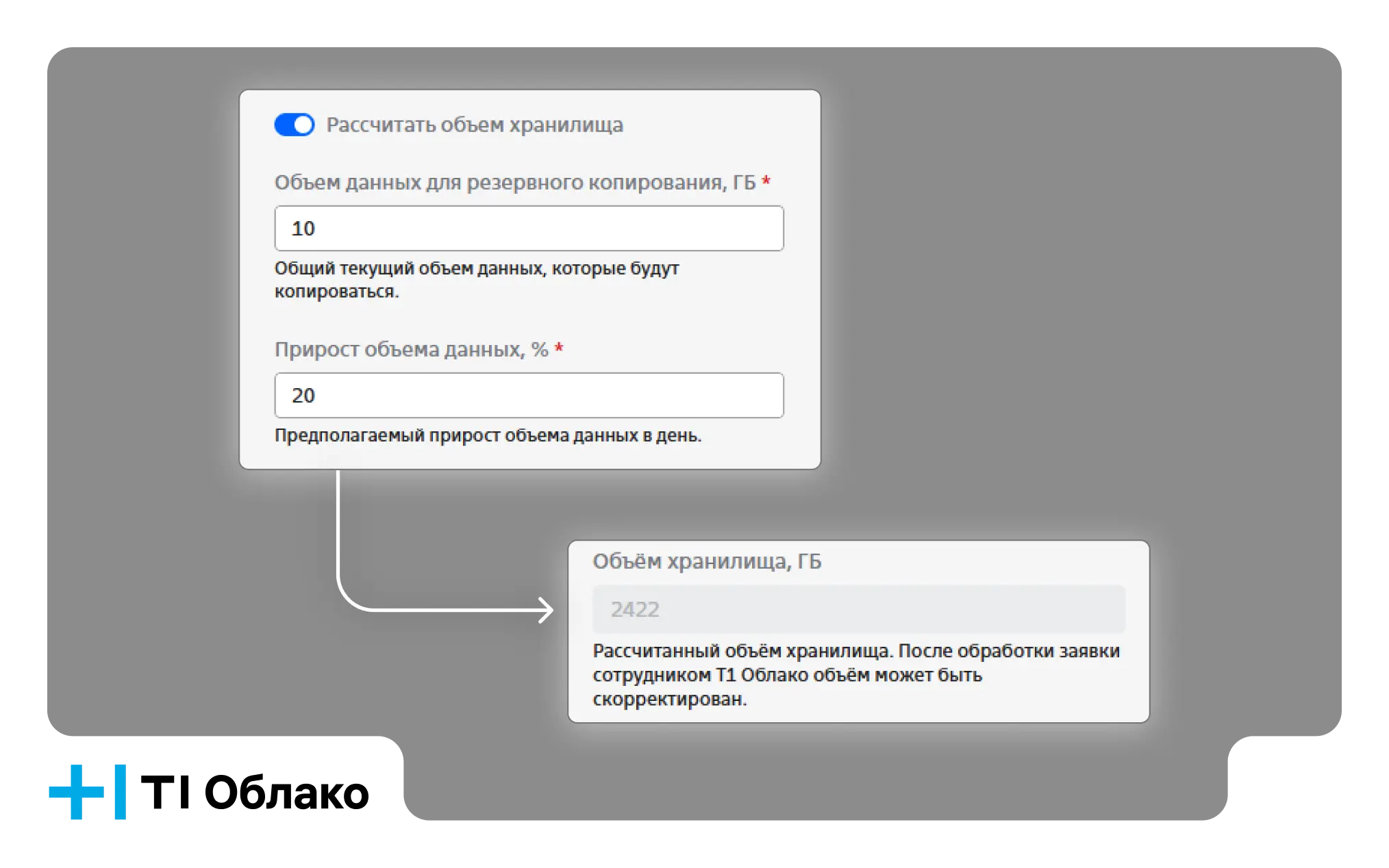 Расчёт объёма хранилища